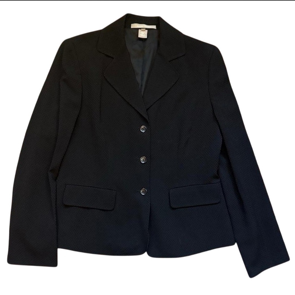 Ellen Tracy Women’s 90s Office Chic Textured Black Blazer — Size 8